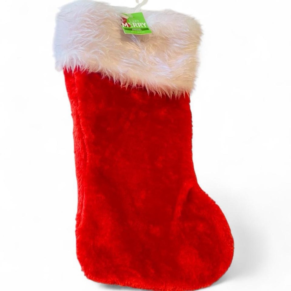 Red Premium Christmas Stocking with White Fur Trim
